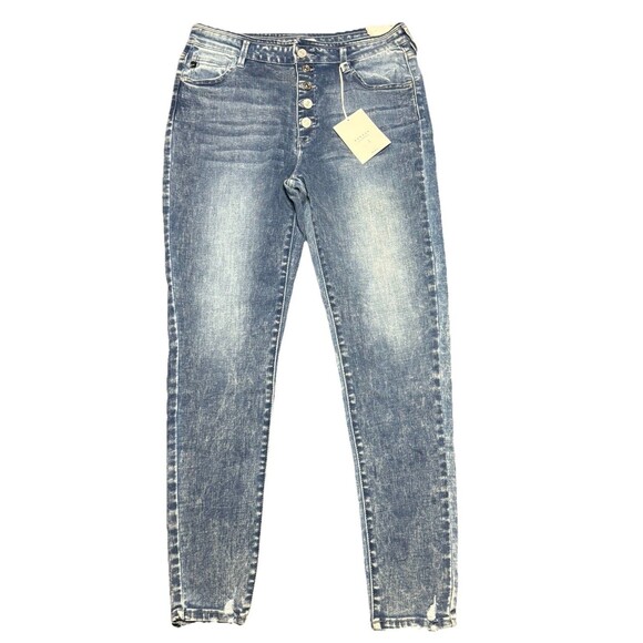 Kancan Jeans Womens 15/31 Mid Rise Super Skinny Distressed Button Fly KC7400M - Picture 1 of 14